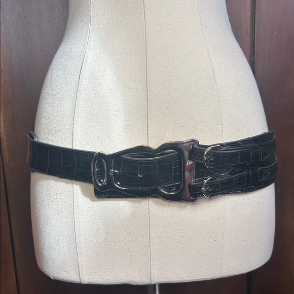 NWOT Bkack Crocodile Heavy Metal Hipster Belt M - Picture 3 of 9